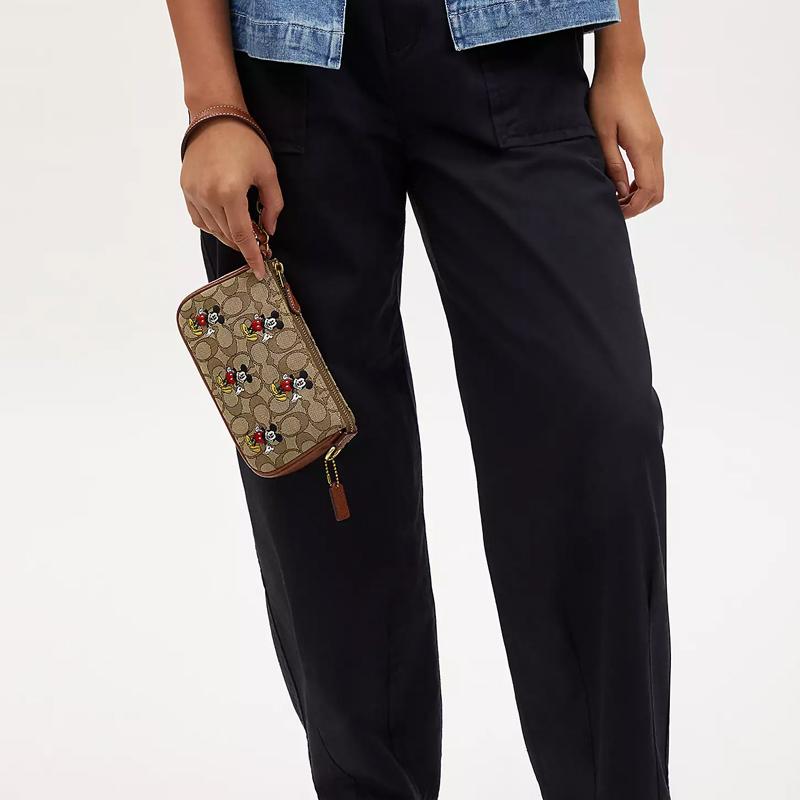 Coach X Disney Nolita 19 Mickey Mouse Print Classic Monogram Simple Zipper Leather Patchwork Underarm Bag Tote Shoulder Bag Small CN507-B4R3U