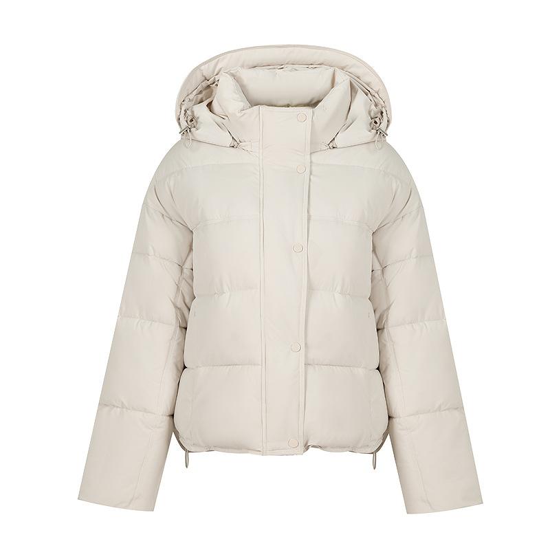 Dámská krátká větruodolná zateplená zimní bunda s kapucí a raglánovými rukávy