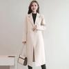 Women Jacket Turn-down Collar Pockets Solid Color Double-breasted Loose Fit Overcoat Thermal Long Sleeved Commuting Dating Spring Fall Winter Coat