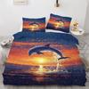 Delfin-Paar Bettwäsche-Set Bettbezug-Set 2-teilig, Mikrofaser Bettwäsche Bettdeckenbezug-Sets mit Kissenbezügen Aquarellkunst Bettbezug