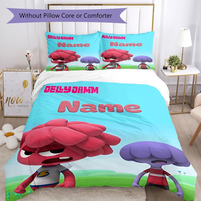 3pcs Custom Name Jelly Jamm Bedding Set Duvet Cover Closure Includes 1 Duvet Cover & 2 Pillowcases, Soft and Comfortable for All Seasons.