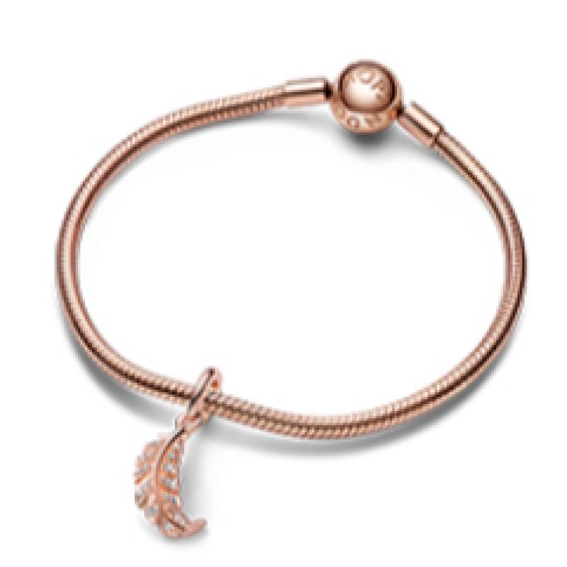 Pandora Schwebender geschwungener Feder-Hängeanhänger 782578c01