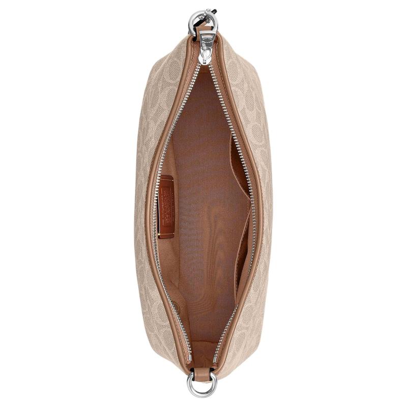 Coach Laurel 31 Shoulder Bag Signature Canvas Women Hobo Handbag Dual Detachable Straps Zipper Closure Commute Fashion Gift CEY95-SVPWH