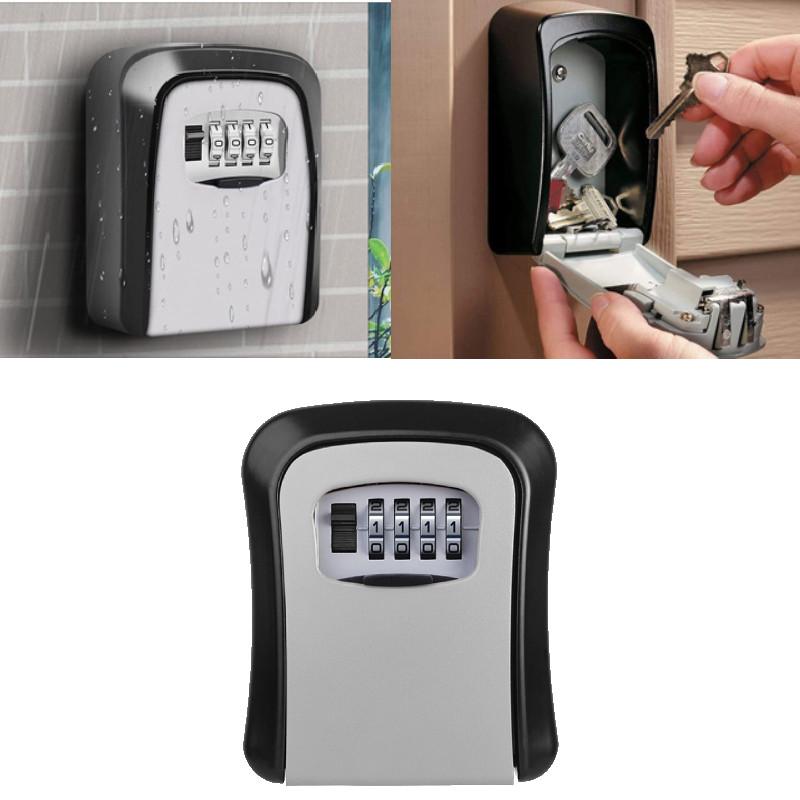 Safe Box Key Secure 4 Digit Combination Wall Mounted Lock Storage Aluminum Alloy