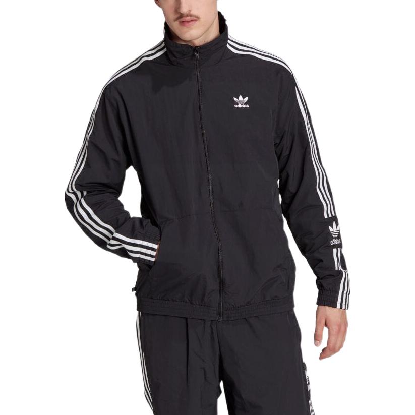 adidas Originals Trefoil Logo Stripe Print Jacket Men Outerwear Black IA6359