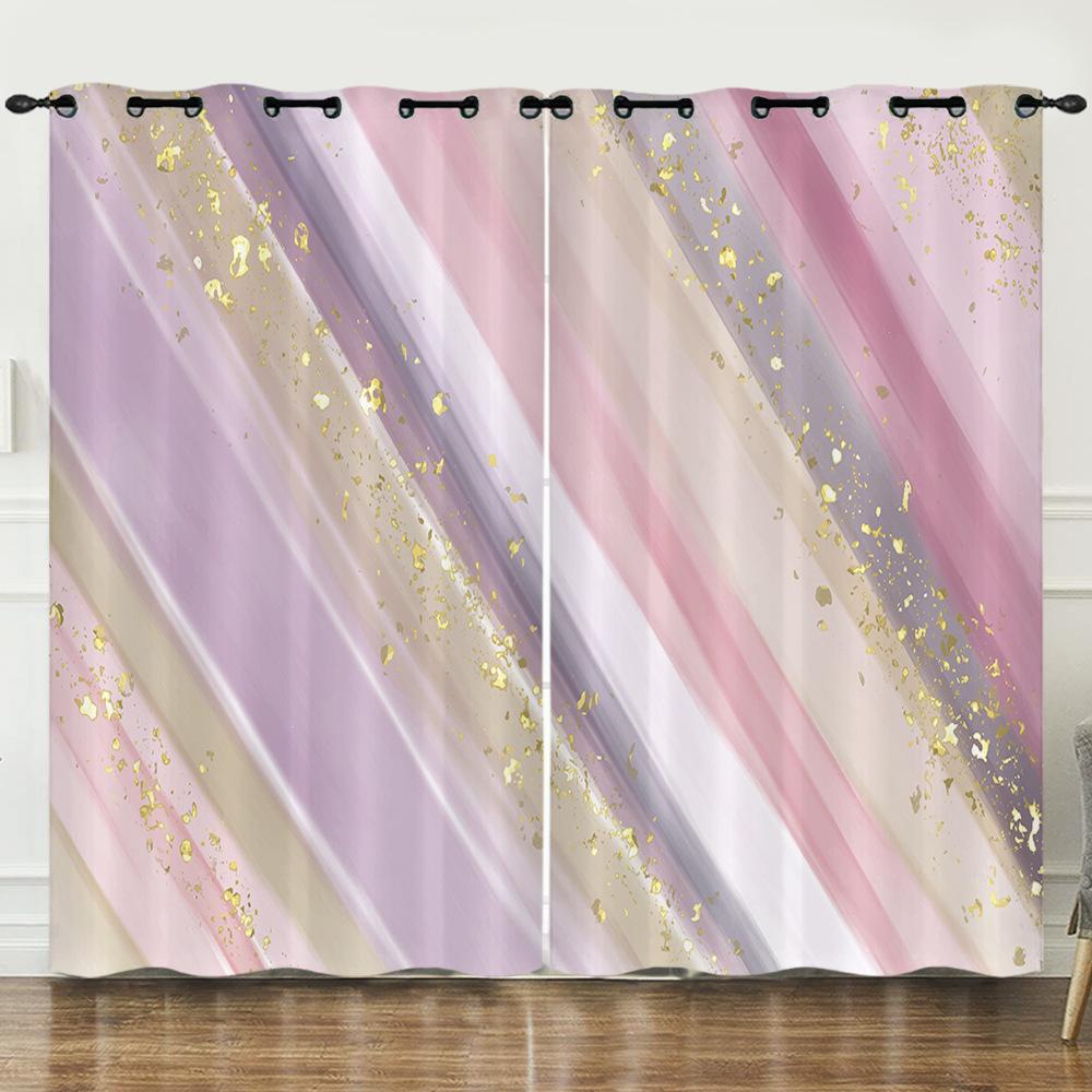 Curtains Nordic Style Marble Texture Bedroom Curtains Digital Printing Blackout Curtains No Punching