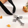 Gothic cross necklace hot-selling niche personality hollow flower fabric hokr collar item