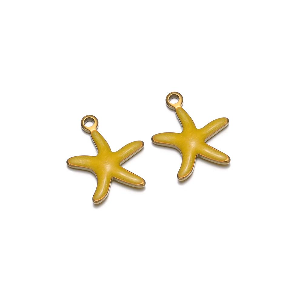 20pcs Stainless Steel Enamel Starfish Girls Bracelet Decoration Kids Summer Cute Necklace Charms DIY Jewelry Making Supplies