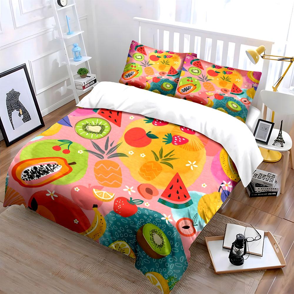 Fresh Fruits Pattern Set Design Exquisite Three-Piece Bedding Set Gift For Kids And Adults
