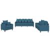 3 Piece Sofa Set with Cushions Blue Velvet