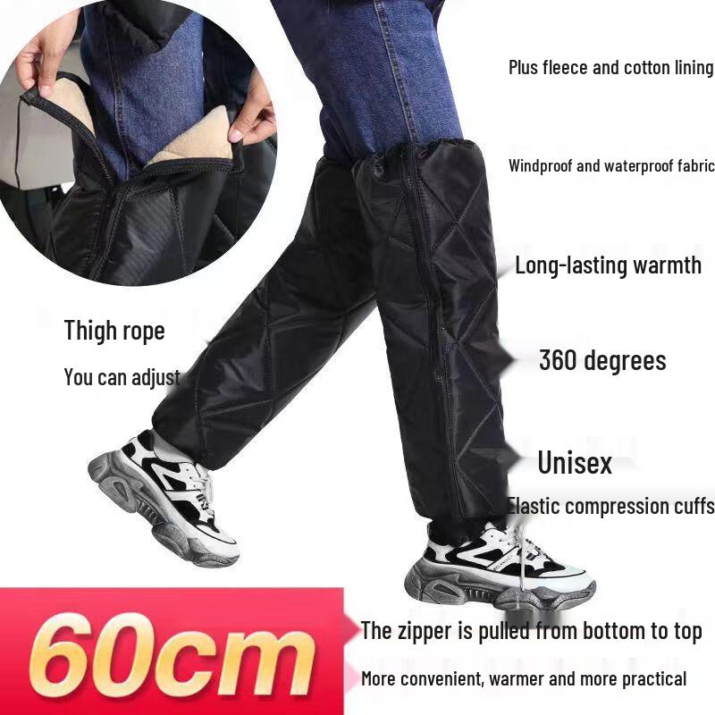 GOWKE Winter Cycling Fleece-Lined Knee & Leg Warmers One Size (60 cm)