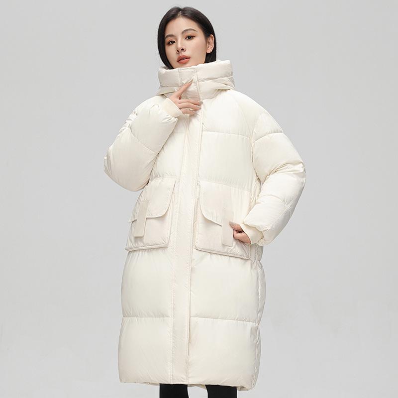 2025 winter new mid-length over-the-knee thickened loose down cotton jacket cotton jacket women's cotton jacket plus-size padded jacket