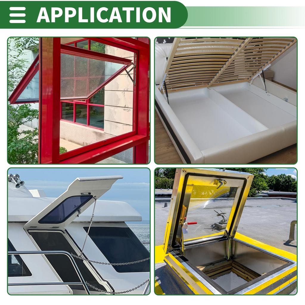 Motoforti Universal Lift Support Strut Gas Metal Set Springs, 17-inch/430mm, 120lb/535N/53.5kg, Black, 2-Piece