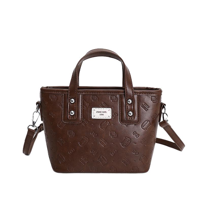 Korean Retro Large Capacity Tote Bag - 2025 Autumn/Winter Casual Shoulder Bag for Women