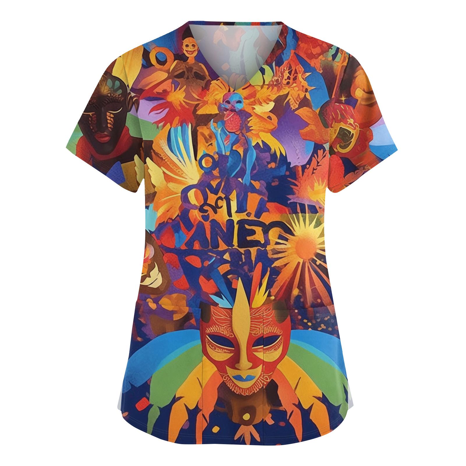 

Женский модный рабочий топ с V-образным вырезом, принтом, короткими рукавами, карманом, боковым разрезом, базовый пуловер XXXXXL жёлтый