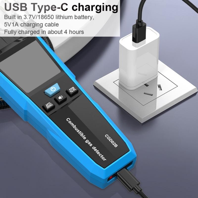 Portable Combustible Natural Gas Leak Location Determine Meter Tester Analyzer Accurate Detection with Sound Light Alarm