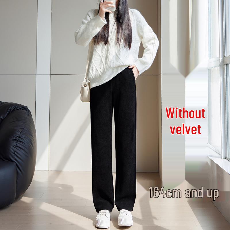 

Маленькие женские брюки из шенилла с высокой посадкой и флисовой подкладкой - Прямые, эластичная талия, узор в тонкую полоску. XL 120-130 lbs