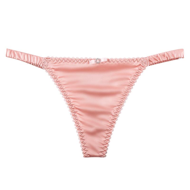 Thin Belt Bow Underwear For Women Girl Sports Panties Thong Low Waist Seamless Soft Satin Briefs Female Lingerie