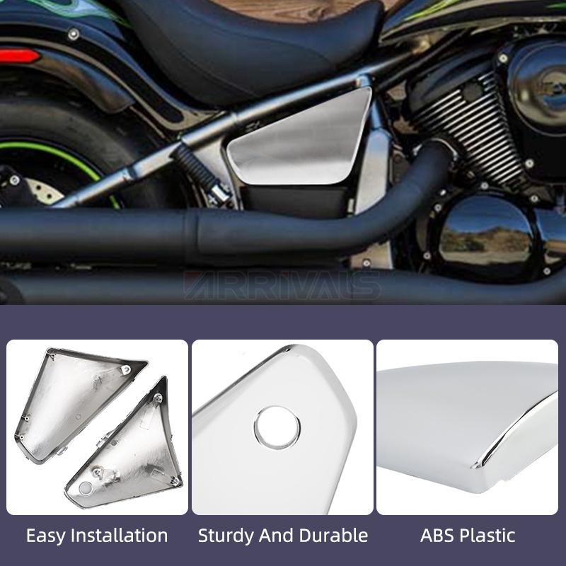 Motorcycle Chrome Left Right Battery Side Cover Fairing For Kawasaki Vulcan VN900 Classic Custom 2006-2020