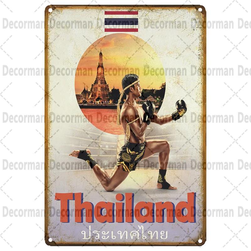 [ Mike86 ] Muay Thai Blechschild Wand Haus Boxen Thailand Metall Poster Kunst Malerei Kneipe LTA-3188 20*30 CM Vintage Dekoration