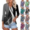 Women's Casual Fashion Sexy Comfortable V-neck Floral, Plaid Three-quarter Sleeve Top