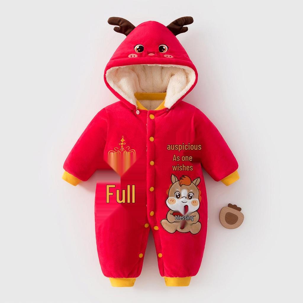 Super süßer Baumwoll-Baby-Body mit Kapuze und Cartoon-Design