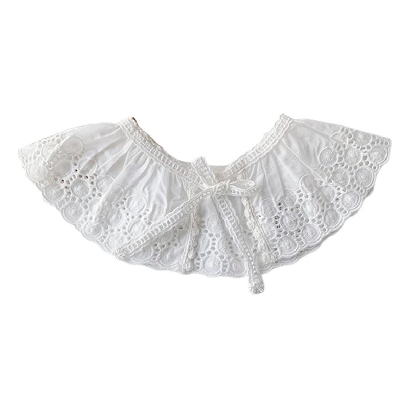 Korean Style Toddler Kids Lace Floral Bibs Cute Hollow Out False Collar Children Clothes Accessiory Pure Color Baby Girls Cotton