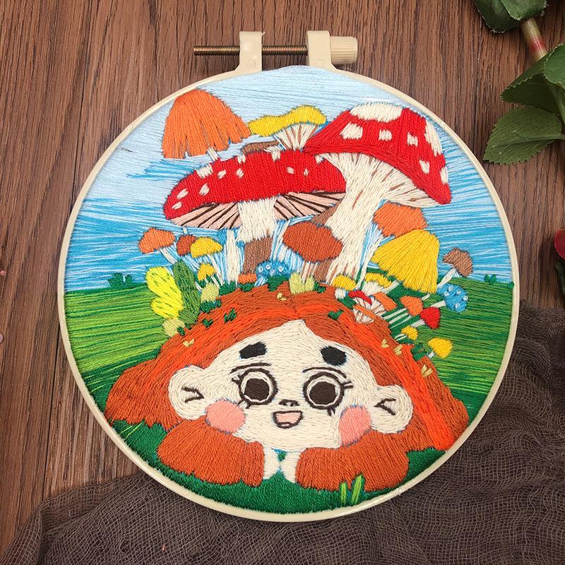 Landscape Handmade DIY Embroidery Kit Full Range of Stamped Cross Stitch Kit Embroidery Material Bag Include Bamboo Hoops Thread