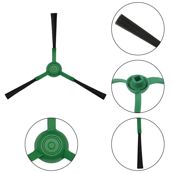 Side Brush - PHONILLICO - iRobot Roomba - Set of 6 - Compatible with Several Models - Black
