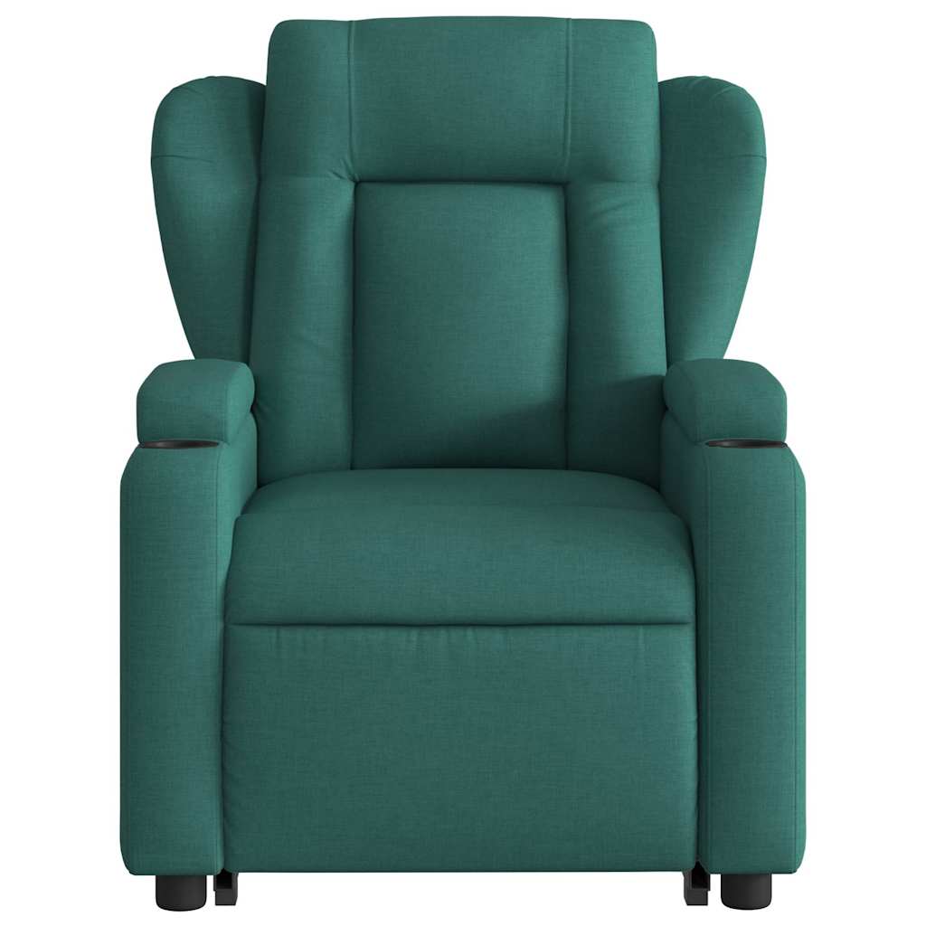 Electric Recliner Chair with Rising Function Dark Green Fabric
