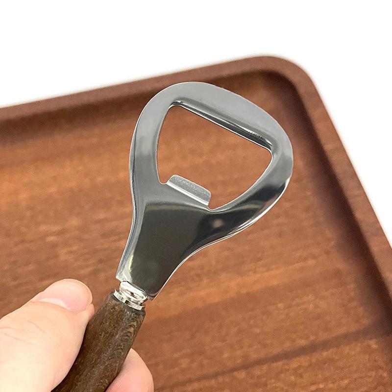 1 Pcs Stainless Steel Bottle Opener with Beech Wood Handle, Kitchen Tools Gadgets