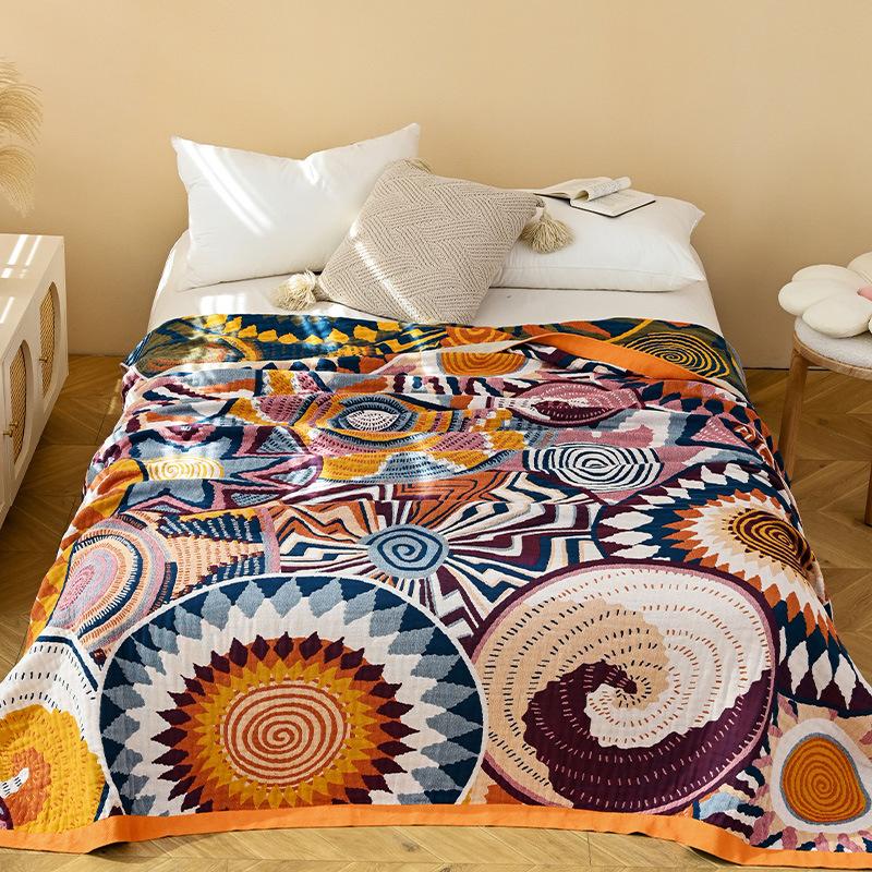 

100% Cotton, Towel Blanket, Four-Ply Gauze Sheet, Spiral Time 150x200cm