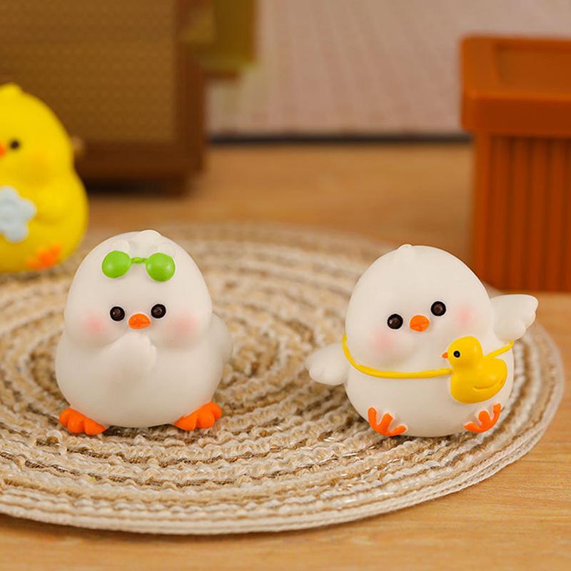 Cartoon Little Fat Chicken Mini Decoration Animal Figurine Micro Landscape Dollhouse Miniature Toy Car Ornament