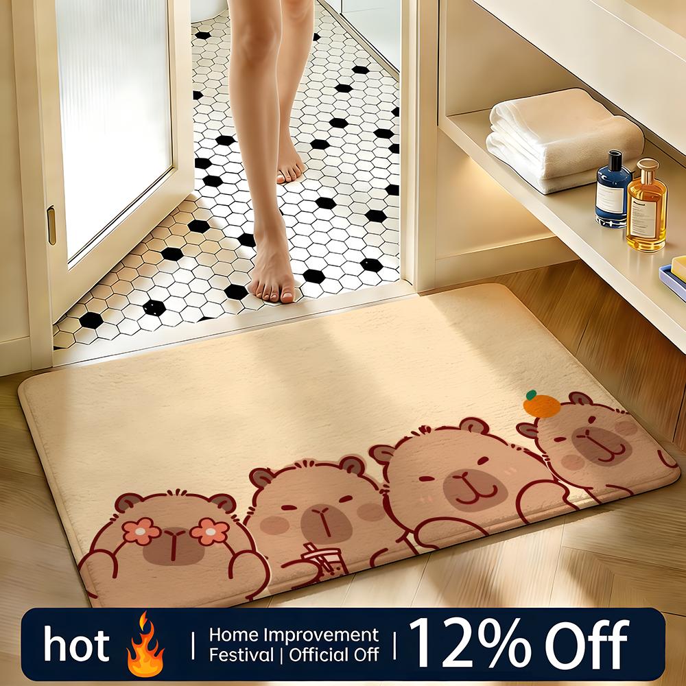 Soft Absorbent Non-Slip Rug Animal Capybara Floor Mat Home Decor Doormat Bedroom Floor Mat Shower Carpet