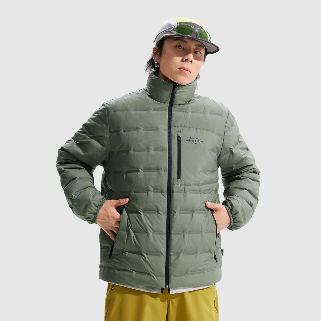 Li Ning Hot Pots Down Collection Down Jacket Men's Snail Smoky Green AYMU243-3