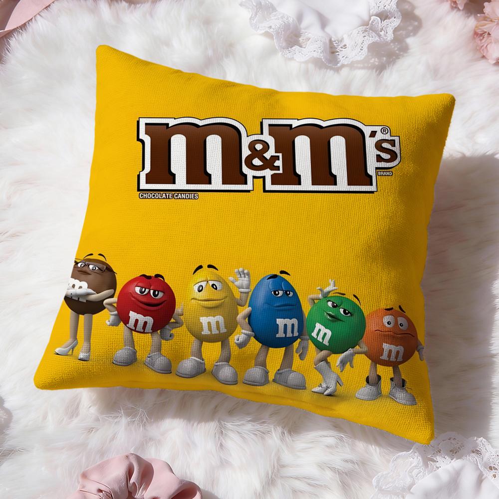 Cute Brand M-M&M'S Cushion Cover Premium Comfort Reversible Pillow Cove -Two In One Design For Any Room & Car Interior
