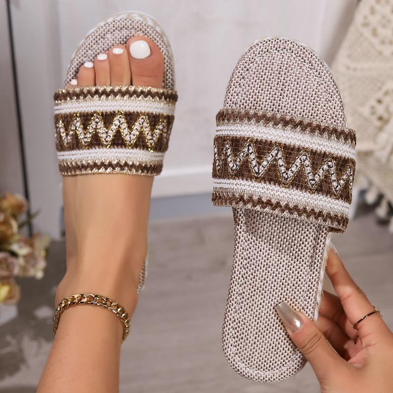 

Летние новые шлепанцы большого размера, женские шлепанцы-маффины на толстой подошве из пеньковой веревки 43 коричневый