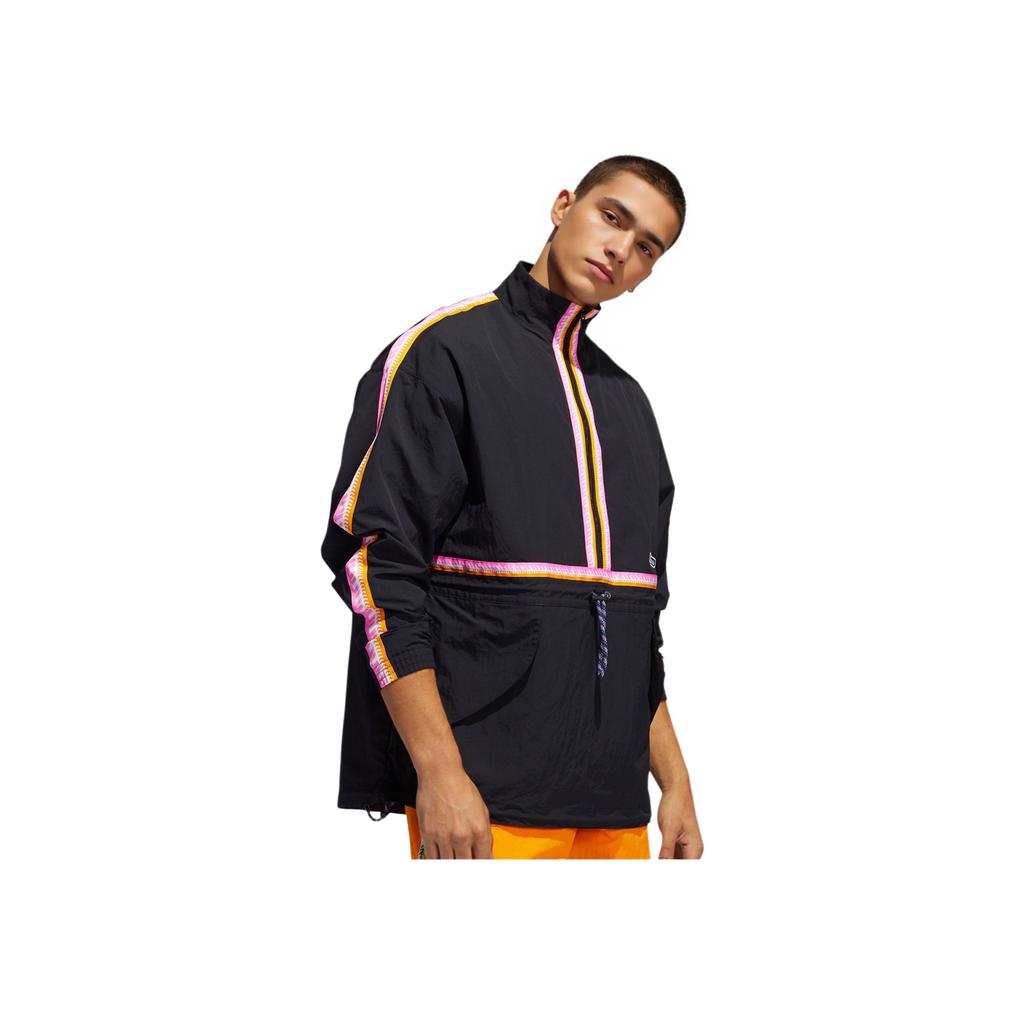 Adidas Originals Casual Sports Stand Collar Pullover Long Sleeve Jacket Men Jacket Black GN3896
