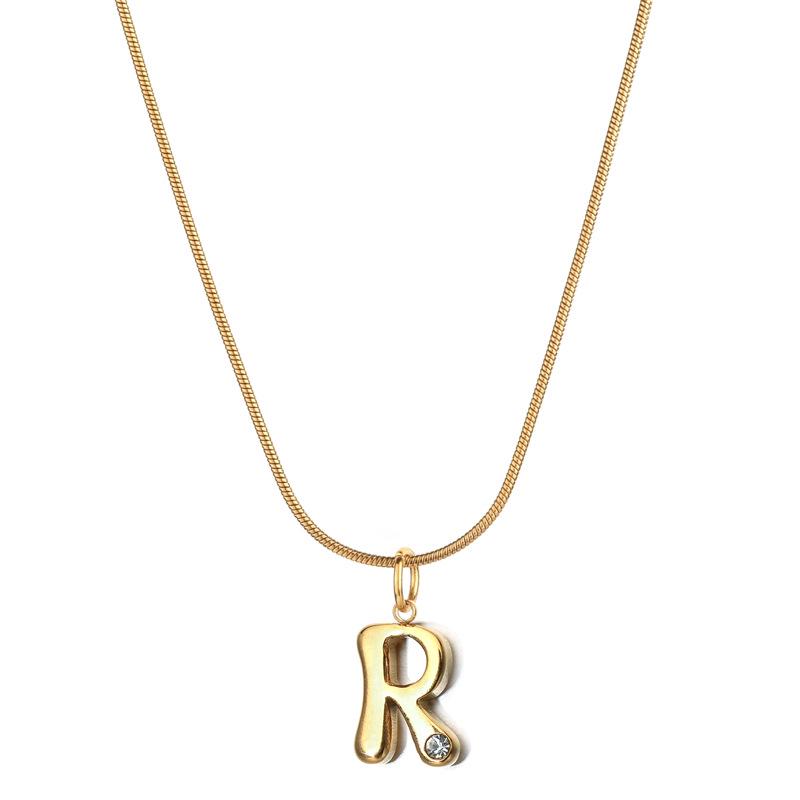 Stainless Steel Trendy 26-Letter Necklace: European & American Celebrity Style Clavicle Chain