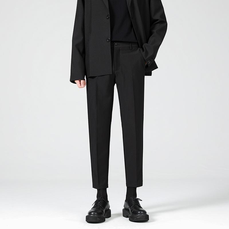 Pants Men's Spring and Autumn New Suit Pants Men's Slim Straight Pendant Versatile Casual Black Small Pants