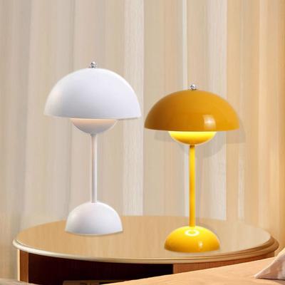Touch Control LED Table Lamp USB Cable Charging Tricolored Light Flower Bud Lamp Simple Modern Mushroom Design Lamp Study Room