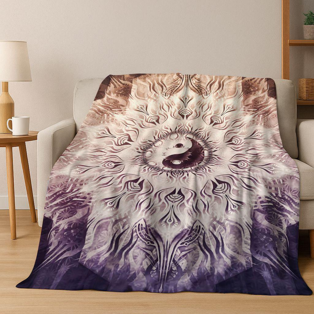 Nature Balance Yin Yang Tai Chi Black White Energy Flannel Blanket,Cozy Soft Throw Blanket for Home Bedroom Bed Sofa Cover Gift