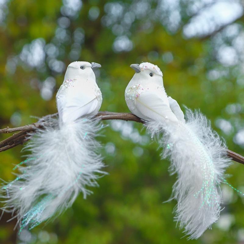 4 buc/set de primăvară stil pastoral simulare pene de pasăre coadă lungă mătase aurie păsări de dragoste curte grădinărit