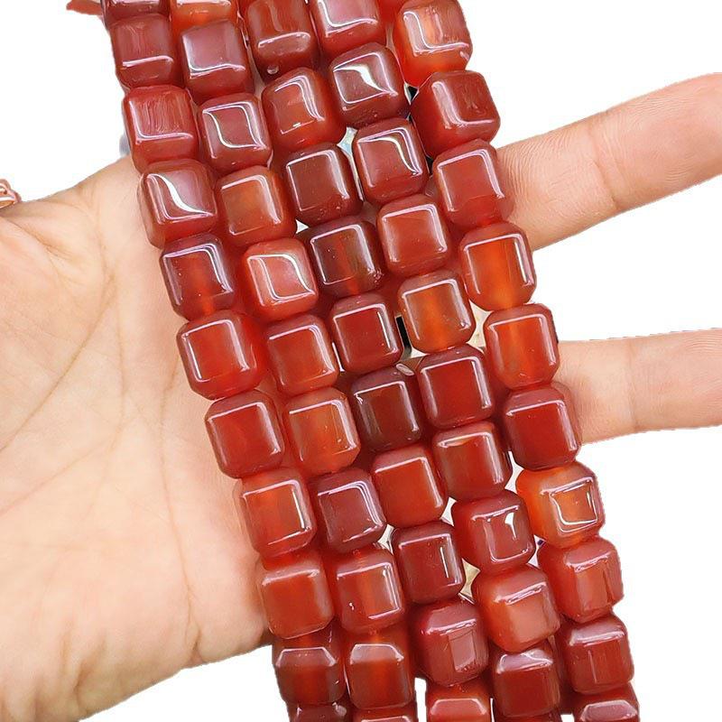 10x12mm Natural Red Agate Beveled Square Beads for DIY Bracelets and Necklaces
