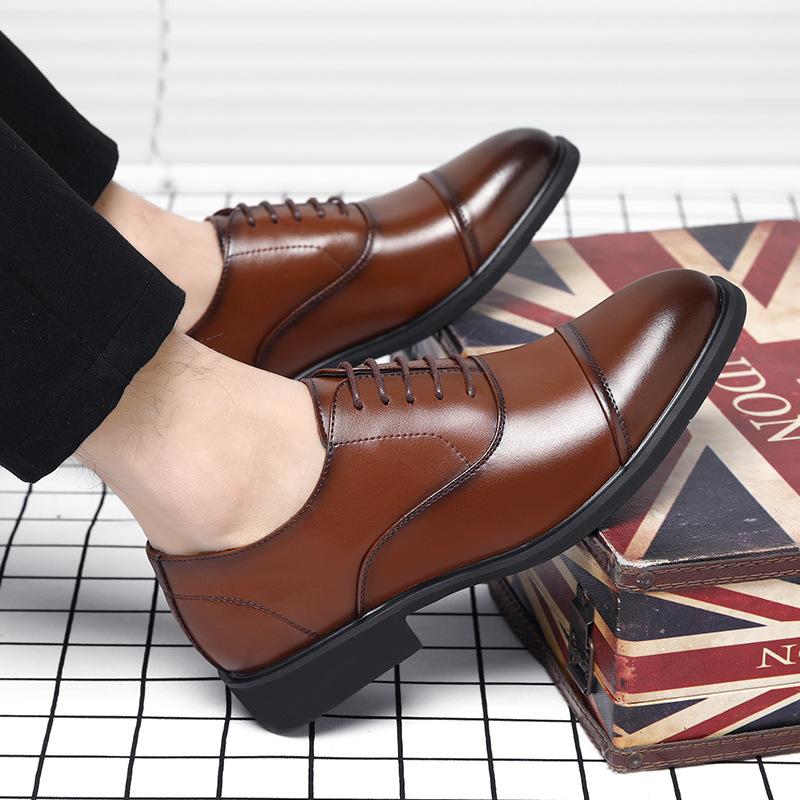 Men's leather shoes pointed derby casual triple joint gentleman formal men's flow