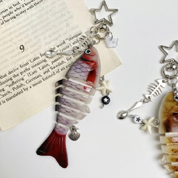 Lure Inspired Keychain Flexible Multi Joint Fish Keyring For Outdoor Enthusiasts Alloy Resin Key Holder Accessory