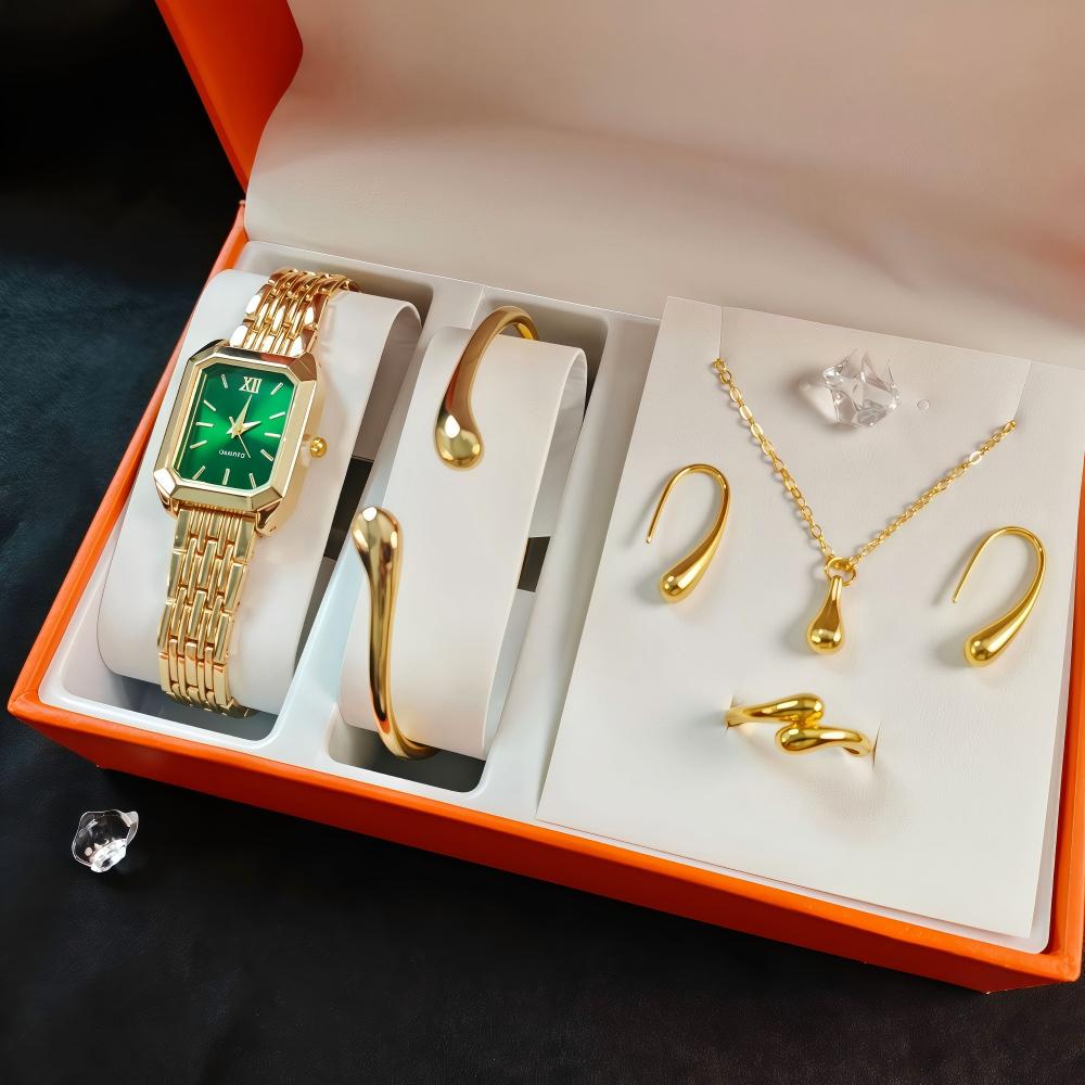LP43  Gift Set Fashion Square Watch Stainless Steel Women Wristwatch Luxury Casual Dress Watches Without Box for Ladies