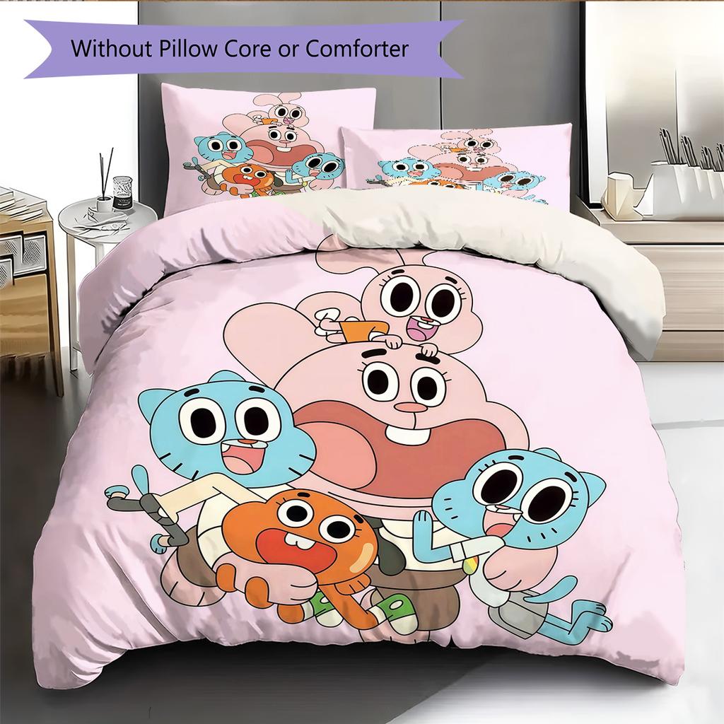 The Amazing World of Gumball Pattern Bedding Quilt Set Home Decoration Gift (1 * duvet cover + 2 * pillowcase without core)