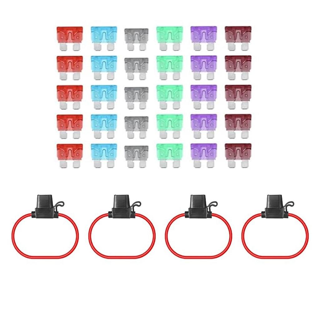 

4Packs Waterproof Inline Fuse Holder Dust-proof Cover Easy Installation 10AWG Gauge Fuse Holder High Current Protection Flexible коричневый