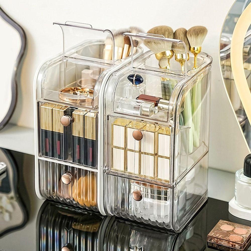 Plastic Cosmetic Storage Box Space Saving Makeup Storage Container Stationery Storage Box  for Home
